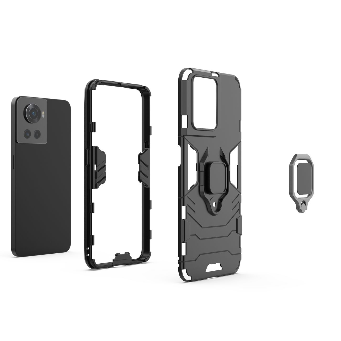 Capa Ring Armor resistente para OnePlus Ace - preto