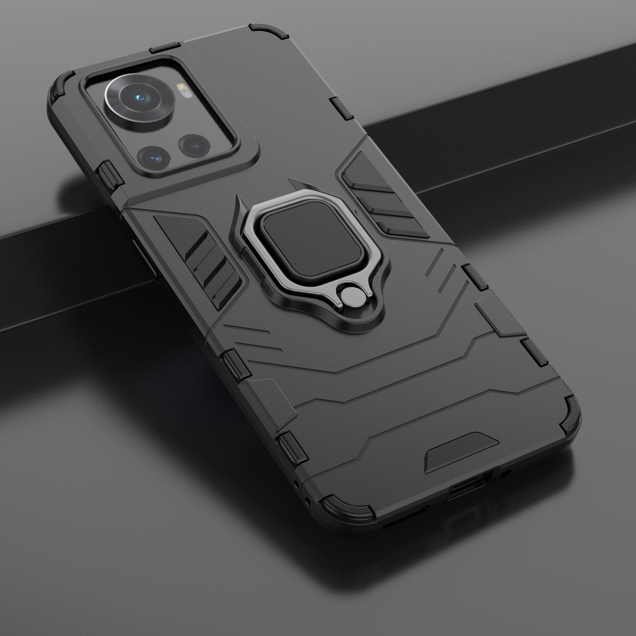 Capa Ring Armor resistente para OnePlus Ace - preto