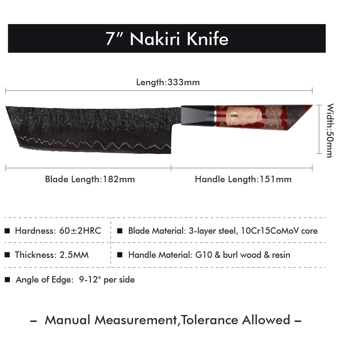 Faca de Cozinha Damasco EN-37395 - Santoku/Vermelho/Castanho