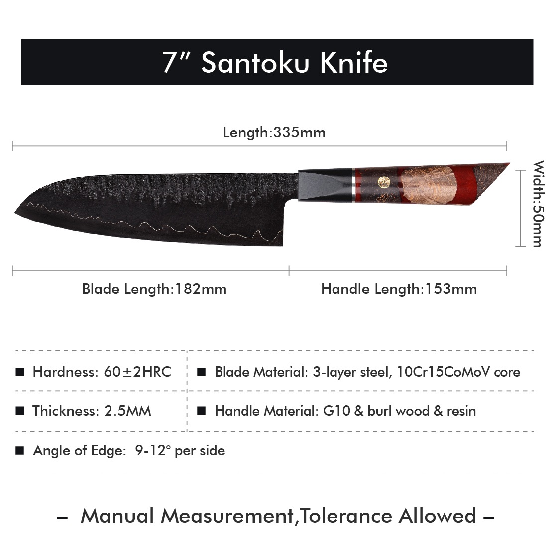 Faca de Cozinha Damasco EN-37395 - Santoku/Vermelho/Castanho