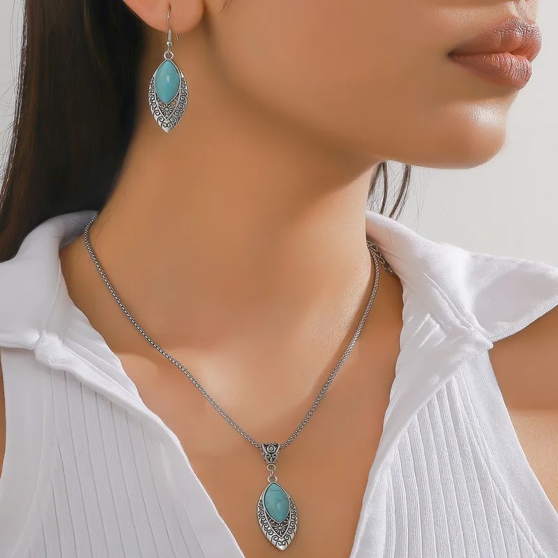Conjunto RA-38241 - Prateado / Turquesa
