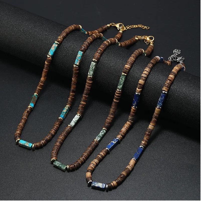 Colar AB-34058 - Castanho / Azul