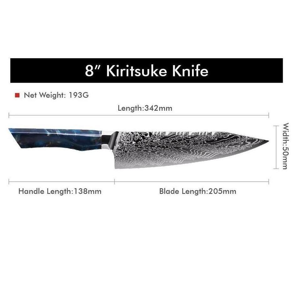 Faca de cozinha damasco SE-37602 - Santoku / Azul