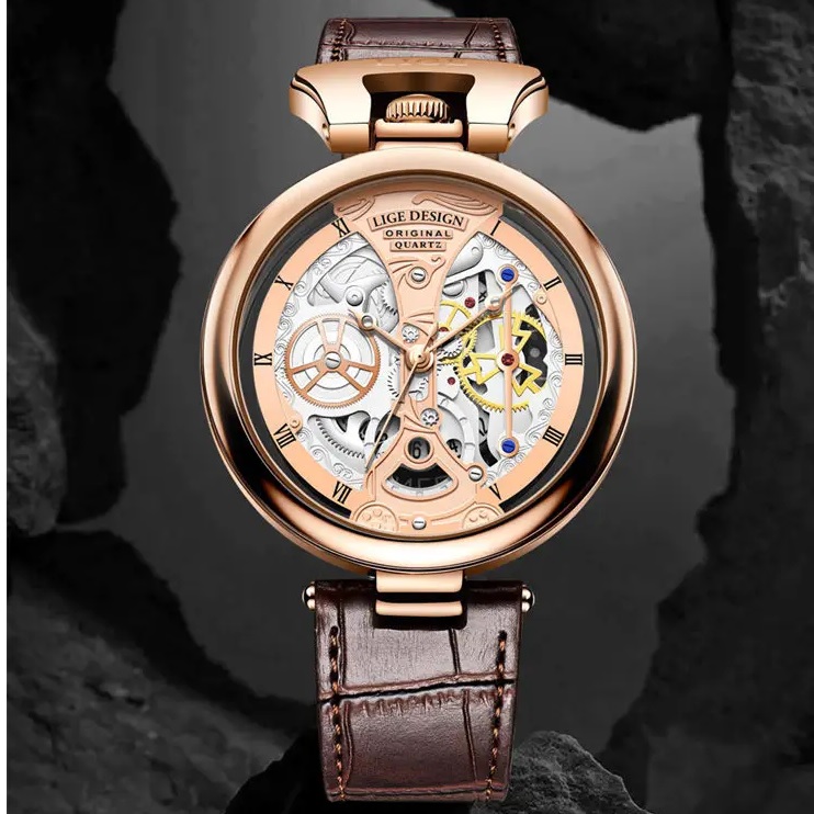 Relógio LIGE HA-29524 - Castanho / Rosa Dourado