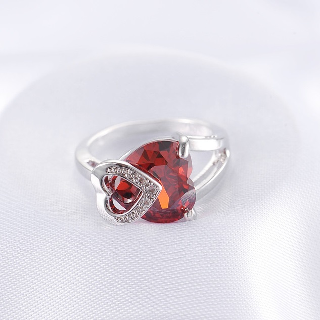 Anel Red Heart - Prata / 59mm