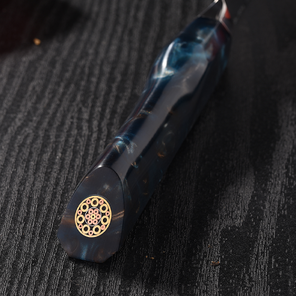 Faca de cozinha damasco SE-37602 - Santoku / Azul