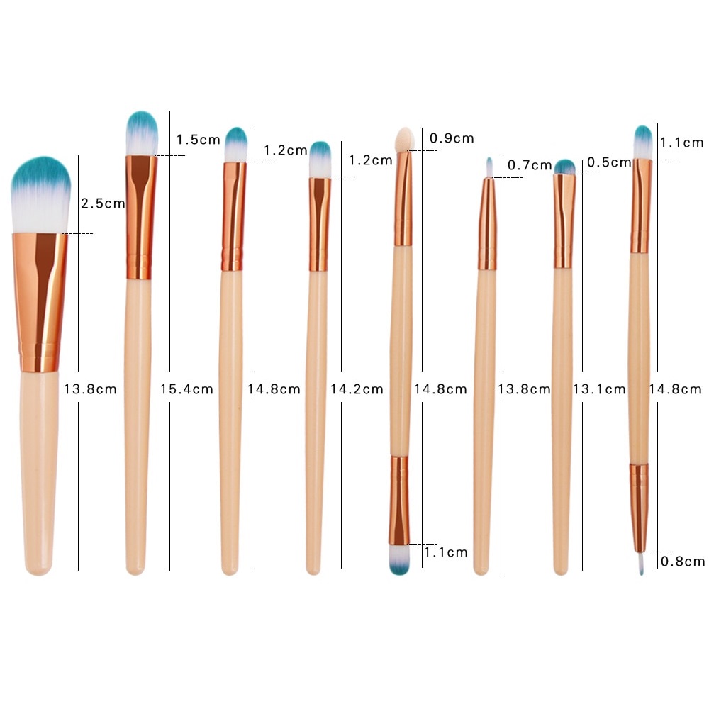 Pincéis de maquilhagem LO-4511 - Azul/Dourado