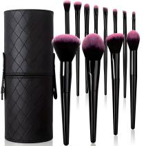 Conjunto de pincéis de maquiagem com estojo AB-40118 - Preto / Roxo