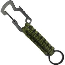 Mosquetão multifunções de sobrevivência com paracord - Verde