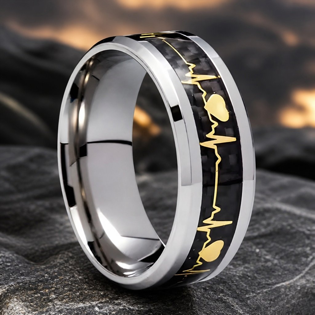 Anel EKG - Prata / Preto / 59mm