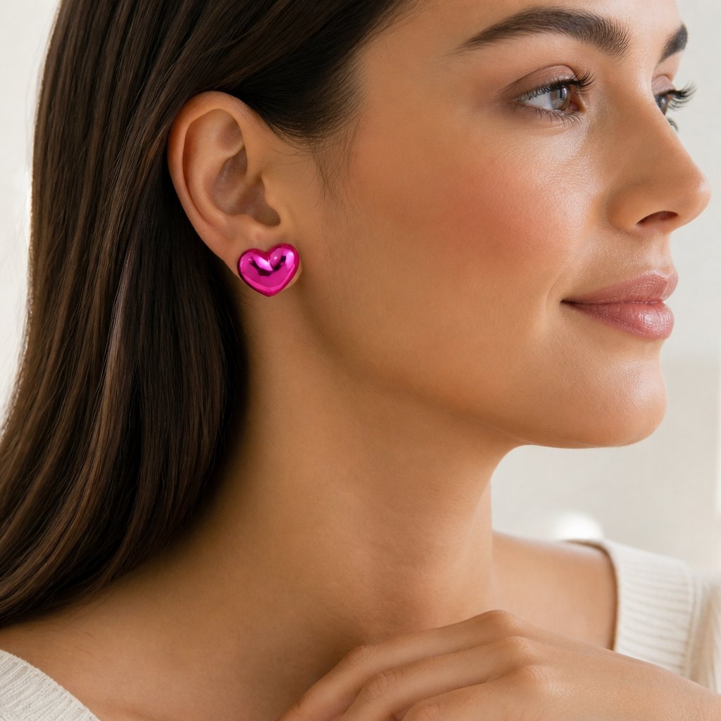 Brincos AD-33121 - Heart / Rosa